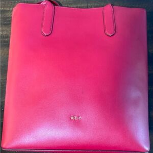 Ralph Lauren Red Leather Tote Bag